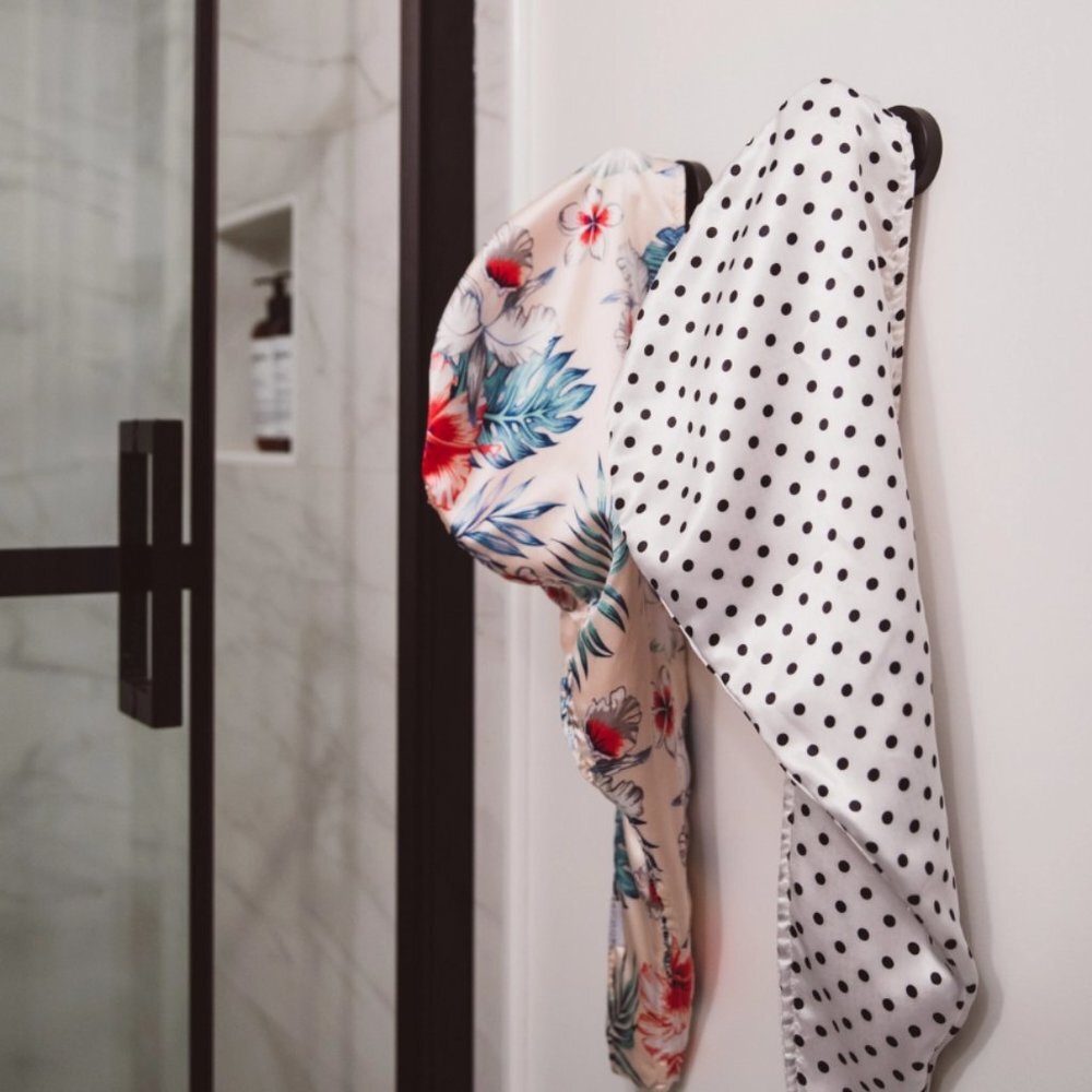Reversible Microfiber Hair Towel and Satin Head Wrap